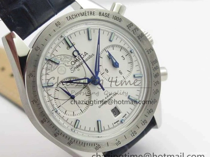 0808 Unique Speedmaster ’57 Co-Axial OMF 1:1 Best Edition White Dial Blue Markers A9300 (Free Leather Strap) 8132